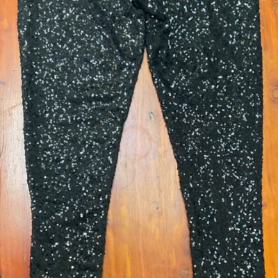 TIPSY ELVES Sequin Pants Leggings L Black Slender Fit Stretch Sexy Cute